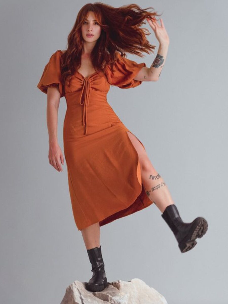 Rochie de zi teracotă – imaginea 2
