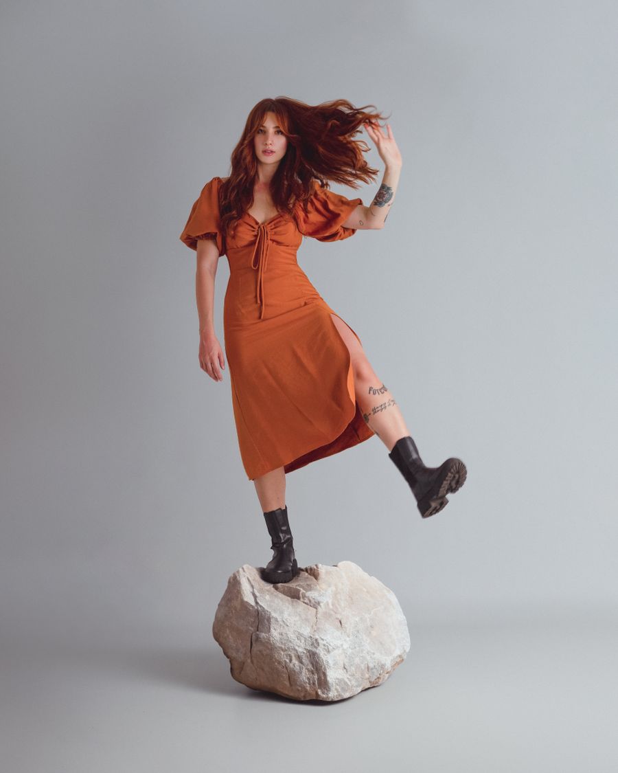 Rochie de zi teracotă