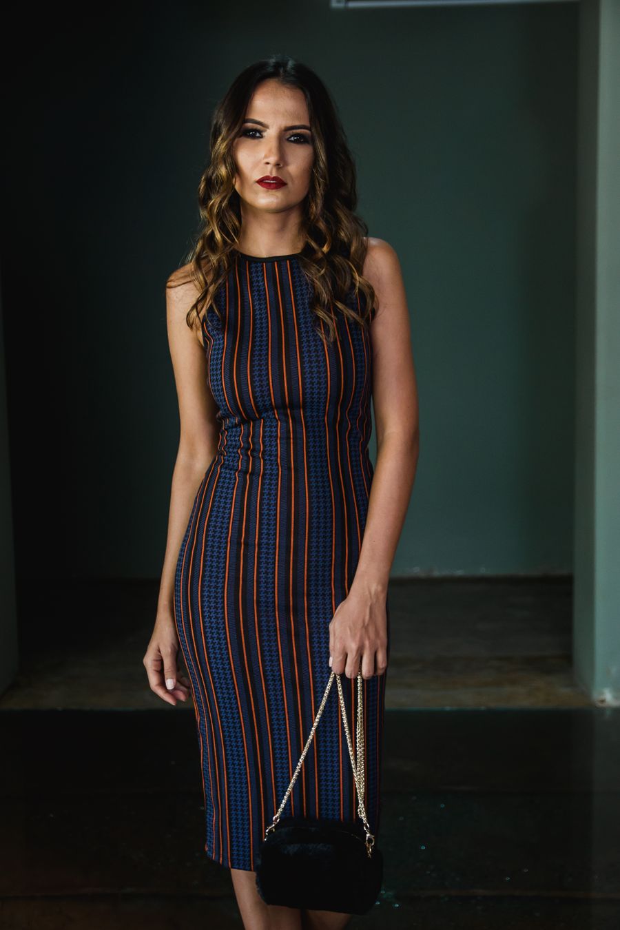 Rochie creion cu dungi fine