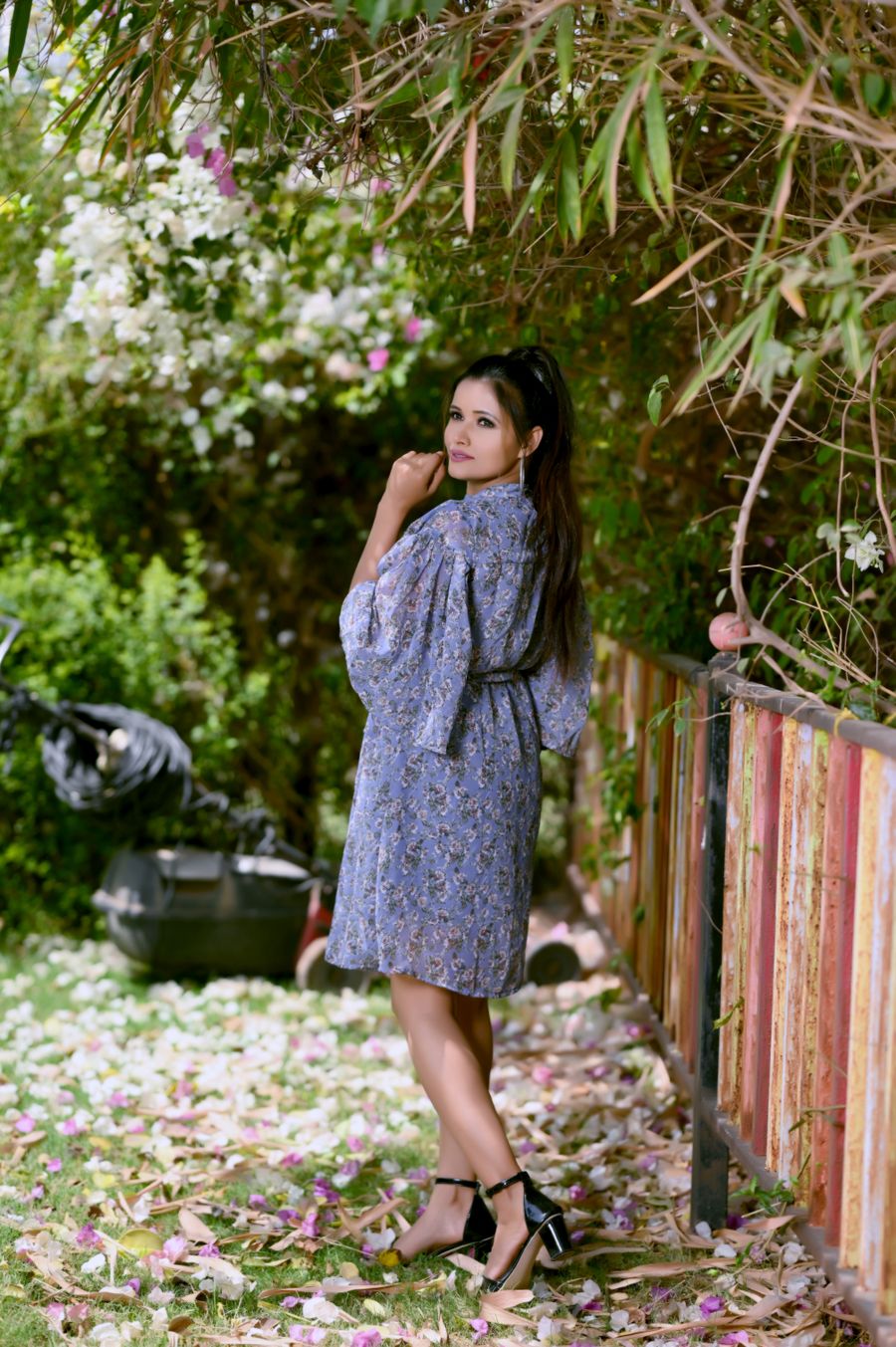 Rochie cu imprimeu albastru